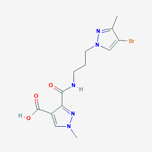 molecular formula C13H16BrN5O3 B4776217 3-({[3-(4-bromo-3-methyl-1H-pyrazol-1-yl)propyl]amino}carbonyl)-1-methyl-1H-pyrazole-4-carboxylic acid 