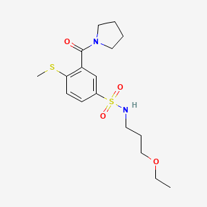 molecular formula C17H26N2O4S2 B4776225 N-(3-ethoxypropyl)-4-(methylthio)-3-(1-pyrrolidinylcarbonyl)benzenesulfonamide 