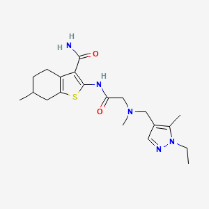 molecular formula C20H29N5O2S B4776229 2-({N-[(1-ethyl-5-methyl-1H-pyrazol-4-yl)methyl]-N-methylglycyl}amino)-6-methyl-4,5,6,7-tetrahydro-1-benzothiophene-3-carboxamide 