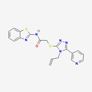 molecular formula C19H16N6OS2 B4776231 2-{[4-allyl-5-(3-pyridinyl)-4H-1,2,4-triazol-3-yl]thio}-N-1,3-benzothiazol-2-ylacetamide 