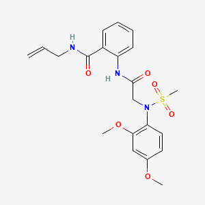 molecular formula C21H25N3O6S B4776237 N-allyl-2-{[N-(2,4-dimethoxyphenyl)-N-(methylsulfonyl)glycyl]amino}benzamide 