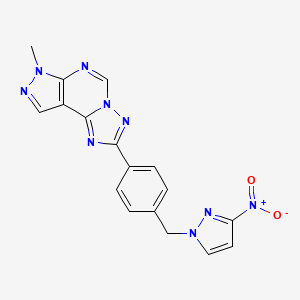molecular formula C17H13N9O2 B4776238 7-methyl-2-{4-[(3-nitro-1H-pyrazol-1-yl)methyl]phenyl}-7H-pyrazolo[4,3-e][1,2,4]triazolo[1,5-c]pyrimidine 