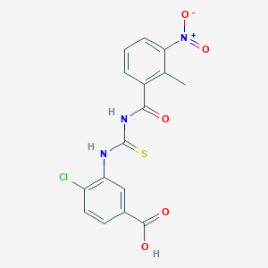 molecular formula C16H12ClN3O5S B4776251 4-chloro-3-({[(2-methyl-3-nitrobenzoyl)amino]carbonothioyl}amino)benzoic acid 