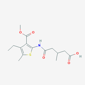 molecular formula C15H21NO5S B4776312 5-{[4-ethyl-3-(methoxycarbonyl)-5-methyl-2-thienyl]amino}-3-methyl-5-oxopentanoic acid 