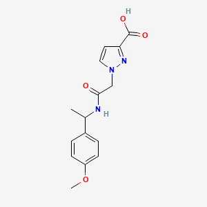molecular formula C15H17N3O4 B4776346 1-(2-{[1-(4-methoxyphenyl)ethyl]amino}-2-oxoethyl)-1H-pyrazole-3-carboxylic acid 