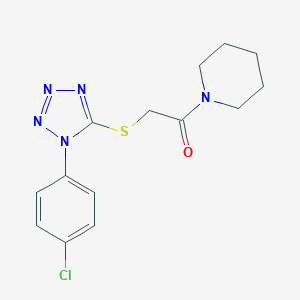 molecular formula C14H16ClN5OS B477636 1-({[1-(4-chlorophenyl)-1H-tetraazol-5-yl]sulfanyl}acetyl)piperidine CAS No. 354125-13-6
