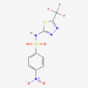 molecular formula C9H5F3N4O4S2 B4776403 4-nitro-N-[5-(trifluoromethyl)-1,3,4-thiadiazol-2-yl]benzenesulfonamide 