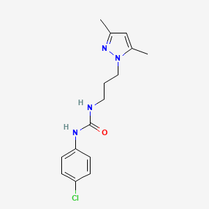 molecular formula C15H19ClN4O B4776426 N-(4-chlorophenyl)-N'-[3-(3,5-dimethyl-1H-pyrazol-1-yl)propyl]urea 