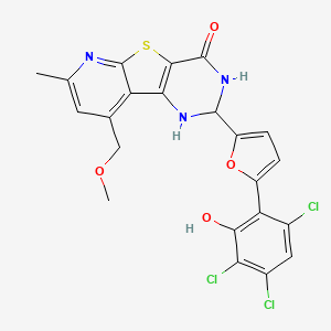 molecular formula C22H16Cl3N3O4S B4776445 9-(methoxymethyl)-7-methyl-2-[5-(3,4,6-trichloro-2-hydroxyphenyl)-2-furyl]-2,3-dihydropyrido[3',2':4,5]thieno[3,2-d]pyrimidin-4(1H)-one 