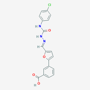 molecular formula C19H14ClN3O4 B477647 3-[5-[(E)-[(4-chlorophenyl)carbamoylhydrazinylidene]methyl]furan-2-yl]benzoic acid CAS No. 340312-48-3