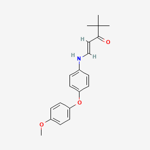 molecular formula C20H23NO3 B4776475 1-{[4-(4-methoxyphenoxy)phenyl]amino}-4,4-dimethyl-1-penten-3-one 