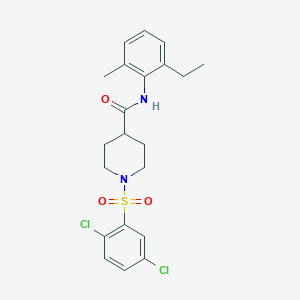 molecular formula C21H24Cl2N2O3S B4776479 1-[(2,5-dichlorophenyl)sulfonyl]-N-(2-ethyl-6-methylphenyl)-4-piperidinecarboxamide 