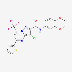 molecular formula C20H12ClF3N4O3S B4776510 3-chloro-N-(2,3-dihydro-1,4-benzodioxin-6-yl)-5-(2-thienyl)-7-(trifluoromethyl)pyrazolo[1,5-a]pyrimidine-2-carboxamide 