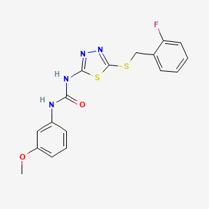 molecular formula C17H15FN4O2S2 B4776544 N-{5-[(2-fluorobenzyl)thio]-1,3,4-thiadiazol-2-yl}-N'-(3-methoxyphenyl)urea 
