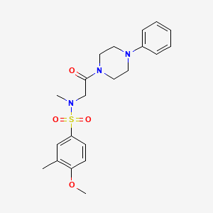molecular formula C21H27N3O4S B4776557 4-methoxy-N,3-dimethyl-N-[2-oxo-2-(4-phenyl-1-piperazinyl)ethyl]benzenesulfonamide 