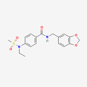 molecular formula C18H20N2O5S B4776568 N-(1,3-benzodioxol-5-ylmethyl)-4-[ethyl(methylsulfonyl)amino]benzamide 
