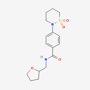 molecular formula C16H22N2O4S B4776572 4-(1,1-dioxido-1,2-thiazinan-2-yl)-N-(tetrahydro-2-furanylmethyl)benzamide 