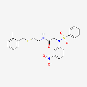 molecular formula C24H25N3O5S2 B4776602 N~1~-{2-[(2-methylbenzyl)thio]ethyl}-N~2~-(3-nitrophenyl)-N~2~-(phenylsulfonyl)glycinamide 