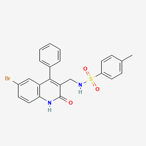molecular formula C23H19BrN2O3S B4776608 N-[(6-bromo-2-oxo-4-phenyl-1,2-dihydro-3-quinolinyl)methyl]-4-methylbenzenesulfonamide 