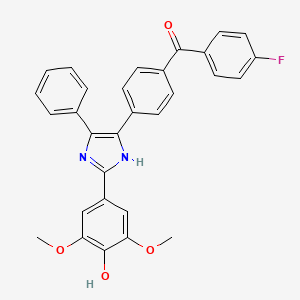 molecular formula C30H23FN2O4 B4776649 (4-fluorophenyl){4-[2-(4-hydroxy-3,5-dimethoxyphenyl)-5-phenyl-1H-imidazol-4-yl]phenyl}methanone 