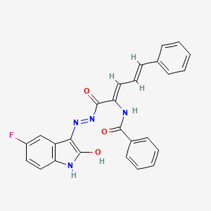molecular formula C26H19FN4O3 B4776717 N-(1-{[2-(5-fluoro-2-oxo-1,2-dihydro-3H-indol-3-ylidene)hydrazino]carbonyl}-4-phenyl-1,3-butadien-1-yl)benzamide 