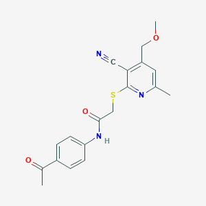 molecular formula C19H19N3O3S B477672 N-(4-acetylphenyl)-2-[3-cyano-4-(methoxymethyl)-6-methylpyridin-2-yl]sulfanylacetamide CAS No. 371137-15-4