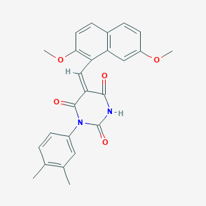 molecular formula C25H22N2O5 B4776745 5-[(2,7-dimethoxy-1-naphthyl)methylene]-1-(3,4-dimethylphenyl)-2,4,6(1H,3H,5H)-pyrimidinetrione 