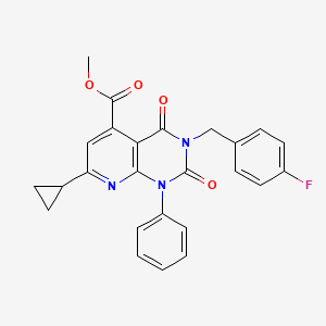 molecular formula C25H20FN3O4 B4776858 methyl 7-cyclopropyl-3-(4-fluorobenzyl)-2,4-dioxo-1-phenyl-1,2,3,4-tetrahydropyrido[2,3-d]pyrimidine-5-carboxylate 