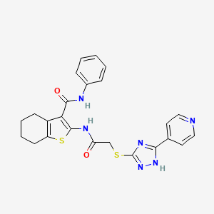 molecular formula C24H22N6O2S2 B4776877 N-phenyl-2-[({[5-(4-pyridinyl)-4H-1,2,4-triazol-3-yl]thio}acetyl)amino]-4,5,6,7-tetrahydro-1-benzothiophene-3-carboxamide 