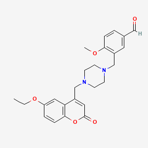 molecular formula C25H28N2O5 B4776884 3-({4-[(6-ethoxy-2-oxo-2H-chromen-4-yl)methyl]-1-piperazinyl}methyl)-4-methoxybenzaldehyde 