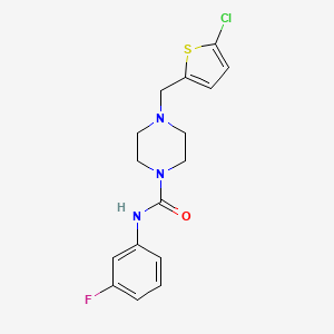 molecular formula C16H17ClFN3OS B4776916 4-[(5-chloro-2-thienyl)methyl]-N-(3-fluorophenyl)-1-piperazinecarboxamide 