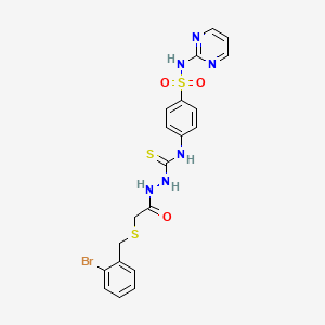 molecular formula C20H19BrN6O3S3 B4776940 2-{[(2-bromobenzyl)thio]acetyl}-N-{4-[(2-pyrimidinylamino)sulfonyl]phenyl}hydrazinecarbothioamide 