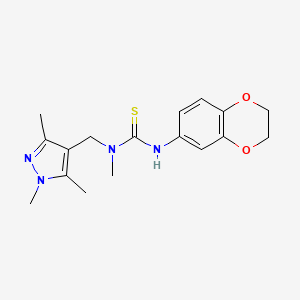 molecular formula C17H22N4O2S B4776995 N'-(2,3-dihydro-1,4-benzodioxin-6-yl)-N-methyl-N-[(1,3,5-trimethyl-1H-pyrazol-4-yl)methyl]thiourea 