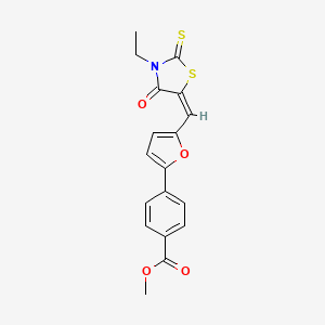 molecular formula C18H15NO4S2 B4776999 methyl 4-{5-[(3-ethyl-4-oxo-2-thioxo-1,3-thiazolidin-5-ylidene)methyl]-2-furyl}benzoate 