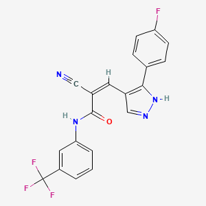 molecular formula C20H12F4N4O B4777014 2-cyano-3-[3-(4-fluorophenyl)-1H-pyrazol-4-yl]-N-[3-(trifluoromethyl)phenyl]acrylamide 
