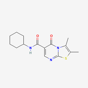 molecular formula C15H19N3O2S B4777061 N-cyclohexyl-2,3-dimethyl-5-oxo-5H-[1,3]thiazolo[3,2-a]pyrimidine-6-carboxamide 