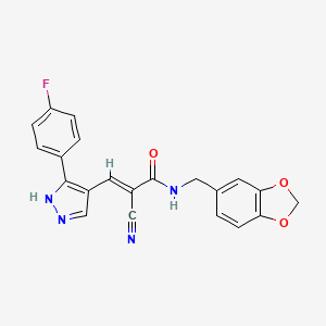 N-(1,3-benzodioxol-5-ylmethyl)-2-cyano-3-[3-(4-fluorophenyl)-1H-pyrazol-4-yl]acrylamide