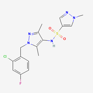 molecular formula C16H17ClFN5O2S B4777148 N-[1-(2-chloro-4-fluorobenzyl)-3,5-dimethyl-1H-pyrazol-4-yl]-1-methyl-1H-pyrazole-4-sulfonamide 