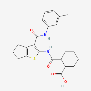 molecular formula C23H26N2O4S B4777182 2-{[(3-{[(3-methylphenyl)amino]carbonyl}-5,6-dihydro-4H-cyclopenta[b]thien-2-yl)amino]carbonyl}cyclohexanecarboxylic acid 