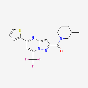 molecular formula C18H17F3N4OS B4777217 2-[(3-methyl-1-piperidinyl)carbonyl]-5-(2-thienyl)-7-(trifluoromethyl)pyrazolo[1,5-a]pyrimidine 