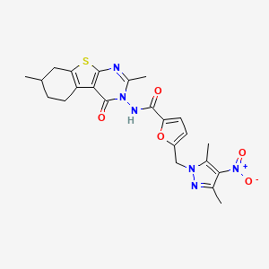 5-[(3,5-dimethyl-4-nitro-1H-pyrazol-1-yl)methyl]-N-(2,7-dimethyl-4-oxo-5,6,7,8-tetrahydro[1]benzothieno[2,3-d]pyrimidin-3(4H)-yl)-2-furamide