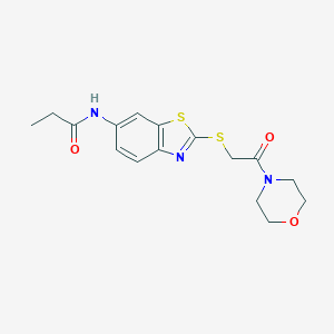 molecular formula C16H19N3O3S2 B477725 N-[2-(2-morpholin-4-yl-2-oxoethyl)sulfanyl-1,3-benzothiazol-6-yl]propanamide CAS No. 443667-08-1