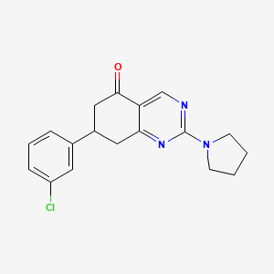 molecular formula C18H18ClN3O B4777253 7-(3-chlorophenyl)-2-(1-pyrrolidinyl)-7,8-dihydro-5(6H)-quinazolinone 