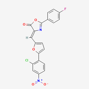 molecular formula C20H10ClFN2O5 B4777259 4-{[5-(2-chloro-4-nitrophenyl)-2-furyl]methylene}-2-(4-fluorophenyl)-1,3-oxazol-5(4H)-one 
