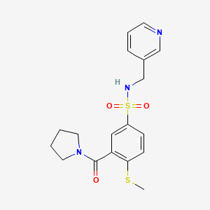 molecular formula C18H21N3O3S2 B4777263 4-(methylthio)-N-(3-pyridinylmethyl)-3-(1-pyrrolidinylcarbonyl)benzenesulfonamide 
