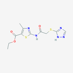 molecular formula C11H13N5O3S2 B4777316 ethyl 4-methyl-2-{[(4H-1,2,4-triazol-3-ylthio)acetyl]amino}-1,3-thiazole-5-carboxylate 