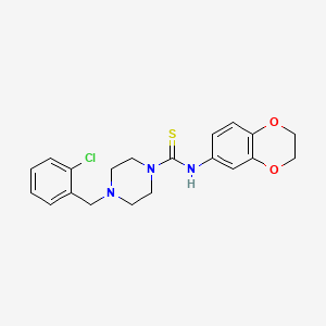 molecular formula C20H22ClN3O2S B4777390 4-(2-chlorobenzyl)-N-(2,3-dihydro-1,4-benzodioxin-6-yl)-1-piperazinecarbothioamide 