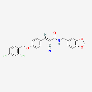 molecular formula C25H18Cl2N2O4 B4777399 N-(1,3-benzodioxol-5-ylmethyl)-2-cyano-3-{4-[(2,4-dichlorobenzyl)oxy]phenyl}acrylamide 