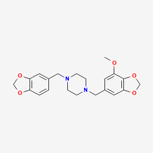 molecular formula C21H24N2O5 B4777409 1-(1,3-benzodioxol-5-ylmethyl)-4-[(7-methoxy-1,3-benzodioxol-5-yl)methyl]piperazine 