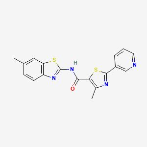 molecular formula C18H14N4OS2 B4777418 4-methyl-N-(6-methyl-1,3-benzothiazol-2-yl)-2-(3-pyridinyl)-1,3-thiazole-5-carboxamide CAS No. 938022-31-2